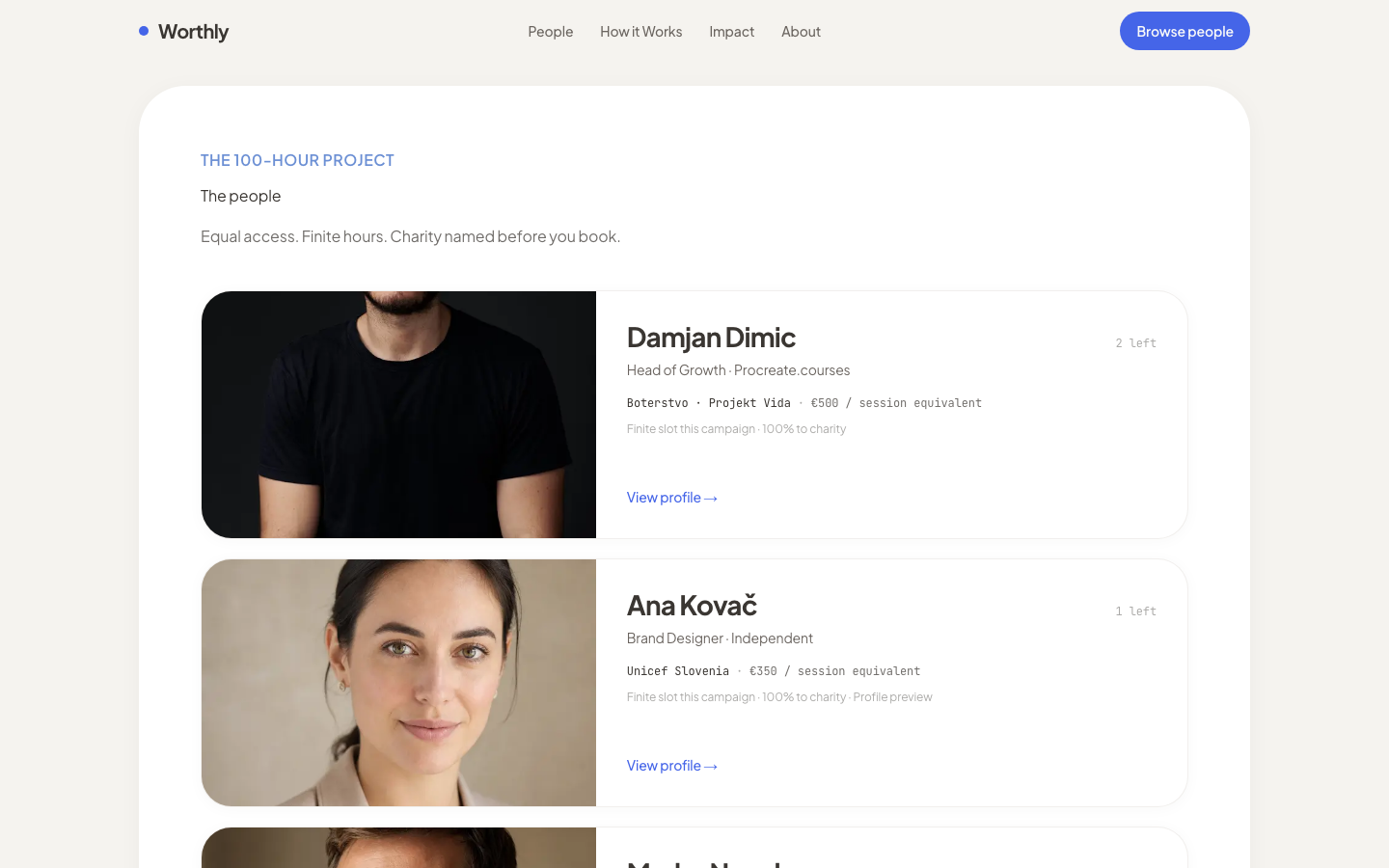 Worthly: Execution: people & proof